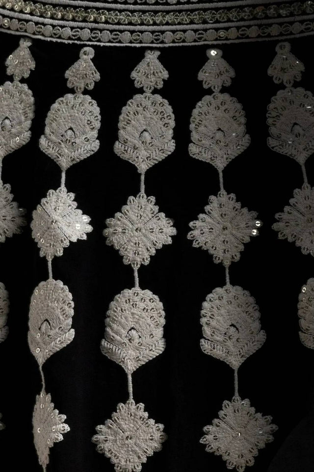 Black Thread Work Georgette Lehenga