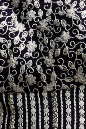 Violet Thread Work Georgette Lehenga