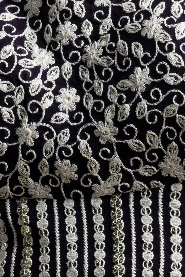 Violet Thread Work Georgette Lehenga