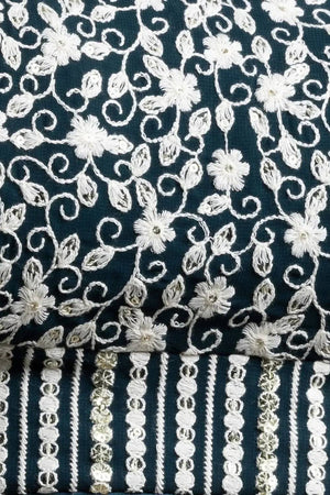 Green Thread Work Georgette Lehenga