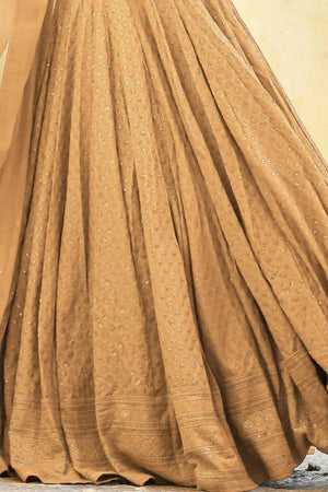 Beige Sequin With Embroidered Georgette Lehenga
