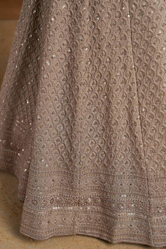 Grey Sequin With Embroidered Georgette Lehenga