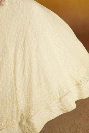 Off White Sequin With Embroidered Georgette Lehenga