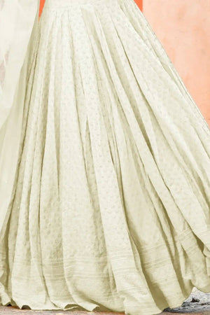 Off White Sequin With Embroidered Georgette Lehenga