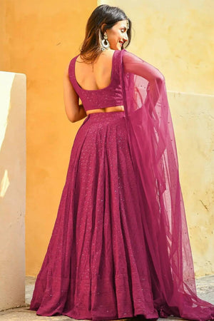 Pink Sequin With Embroidered Georgette Lehenga