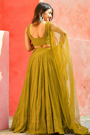 Yellow Sequin With Embroidered Georgette Lehenga