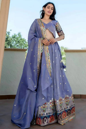 Lavender Sequin Silk Lehenga