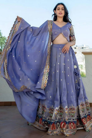 Lavender Sequin Silk Lehenga