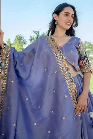 Lavender Sequin Silk Lehenga