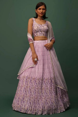 Pink Floral Printed Georgette Lehenga