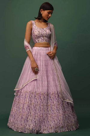 Pink Floral Printed Georgette Lehenga