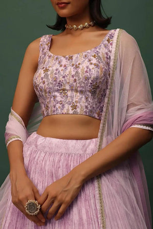 Pink Floral Printed Georgette Lehenga