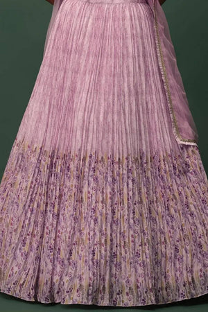 Pink Floral Printed Georgette Lehenga