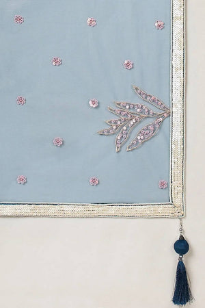 Blue Sequin With Embroidered Net Lehenga