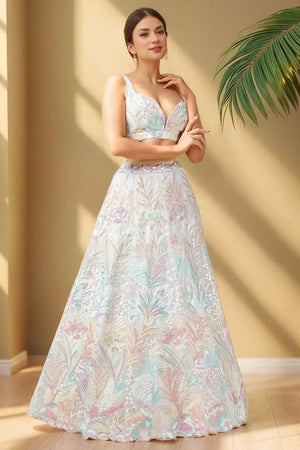 Off White Sequin With Embroidered Net Lehenga