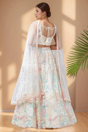 Off White Sequin With Embroidered Net Lehenga