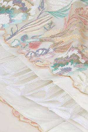 Off White Sequin With Embroidered Net Lehenga