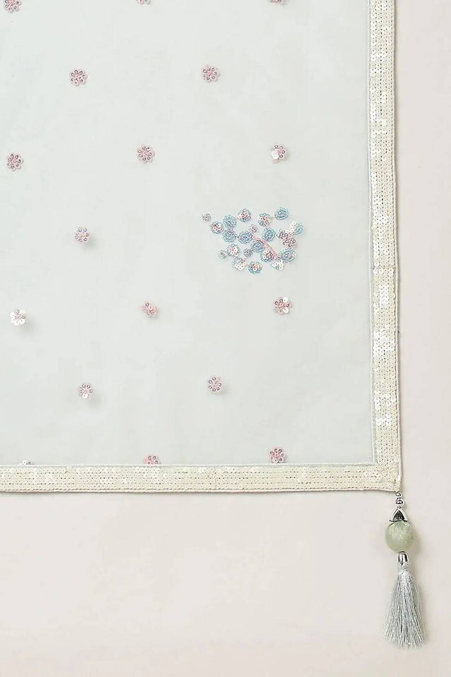 Green Sequin With Embroidered Net Lehenga