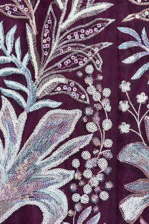Violet Sequin With Embroidered Net Lehenga