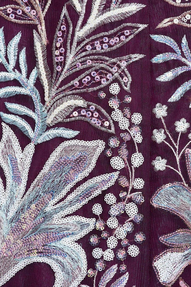 Violet Sequin With Embroidered Net Lehenga
