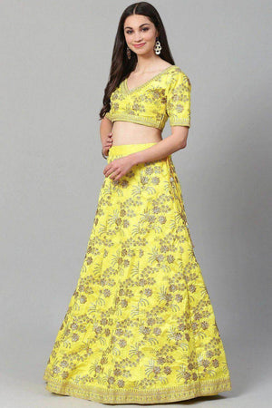 Green Sequin With Embroidered Silk Lehenga