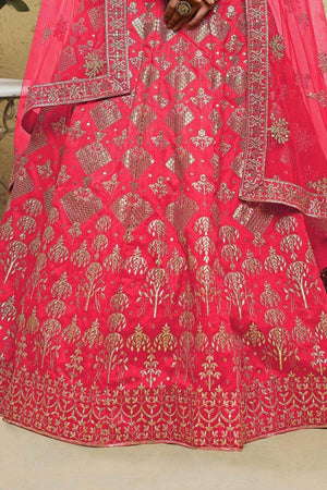 Peach Sequin With Embroidered Silk Lehenga