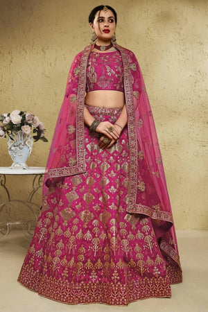 Pink Sequin With Embroidered Silk Lehenga