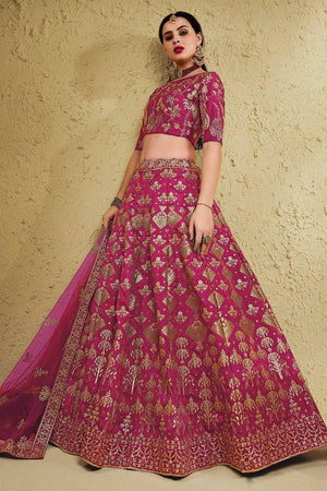 Pink Sequin With Embroidered Silk Lehenga