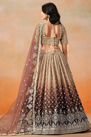 Brown Sequin Georgette Lehenga