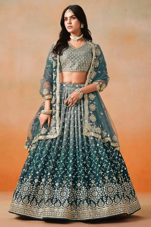 Blue Sequin Georgette Lehenga