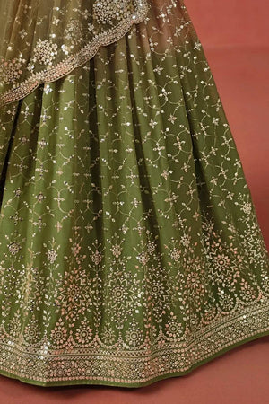 Green Sequin Georgette Lehenga