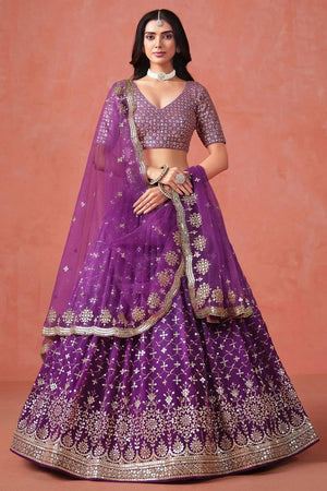 Violet Sequin Georgette Lehenga