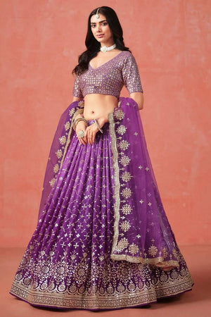 Violet Sequin Georgette Lehenga
