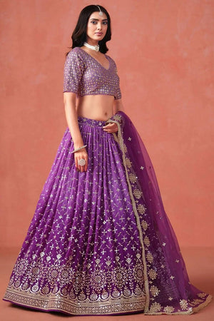 Violet Sequin Georgette Lehenga