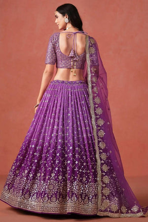 Violet Sequin Georgette Lehenga