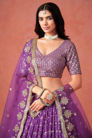 Violet Sequin Georgette Lehenga