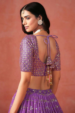 Violet Sequin Georgette Lehenga
