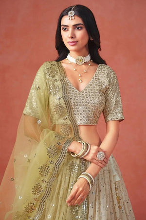 Yellow Sequin Georgette Lehenga