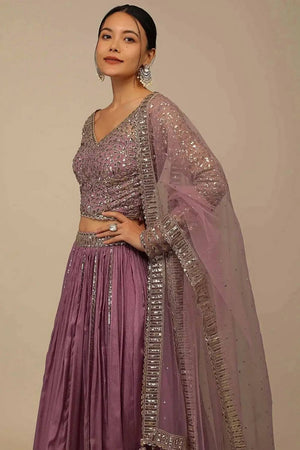 Pink Solid Georgette Lehenga