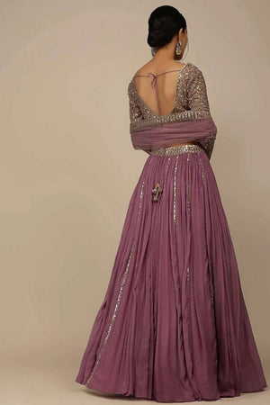 Pink Solid Georgette Lehenga