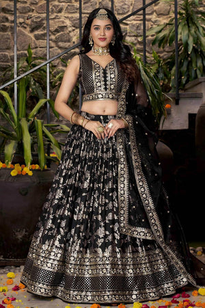 Black Banarasi Silk Lehenga