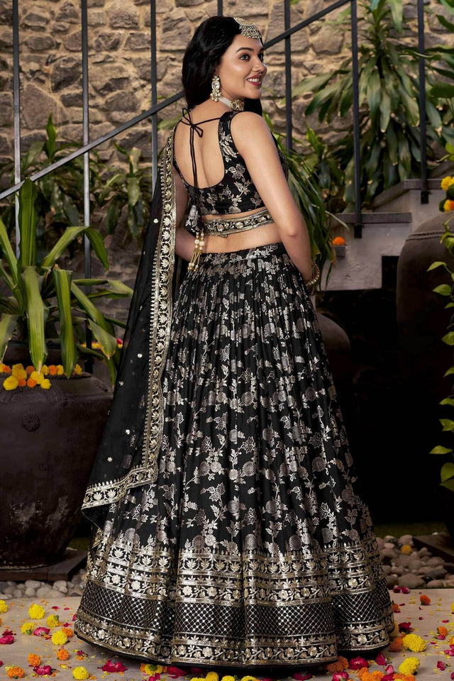 Black Banarasi Silk Lehenga