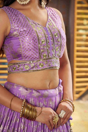 Lavender Banarasi Silk Lehenga