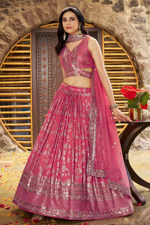 Peach Banarasi Silk Lehenga