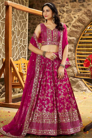 Pink Banarasi Silk Lehenga
