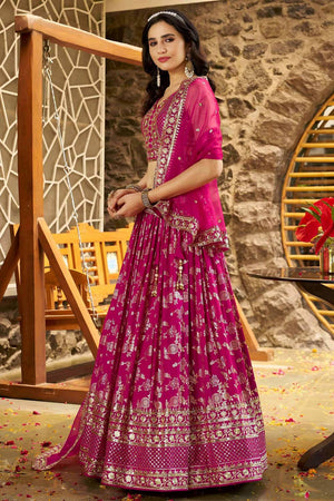 Pink Banarasi Silk Lehenga