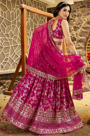 Pink Banarasi Silk Lehenga
