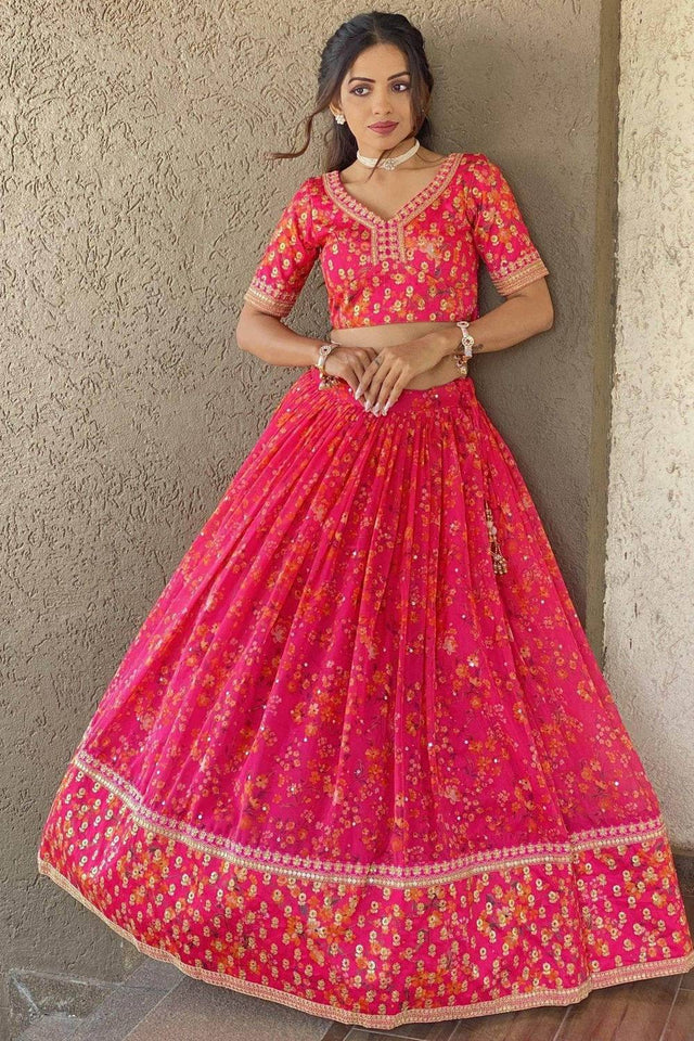 Pink Banarasi Organza Lehenga