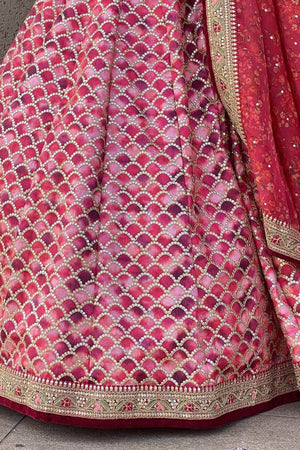 Pink Banarasi Silk Lehenga