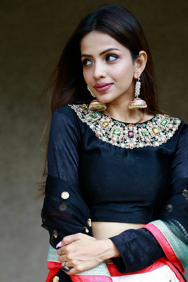 Multi Color Floral Printed Silk Lehenga